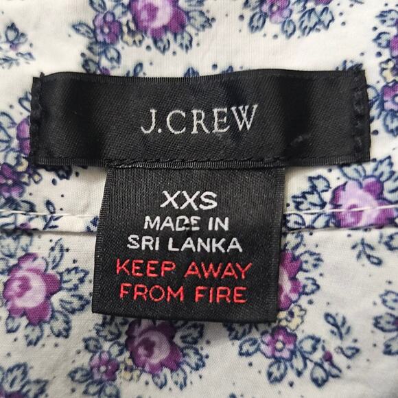 J.Crew Women's Cotton Poplin Short-Sleve Pajama Shirt XXS Purple Floral Button - Picture 6 of 6